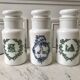 Trio of apothecary pots in opaline years 40-50