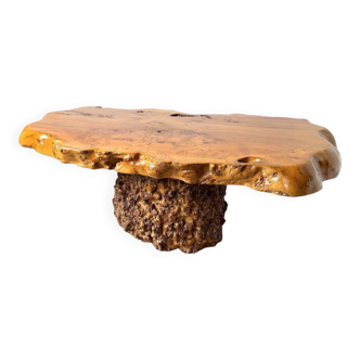 "Free-form" coffee table in solid elm.