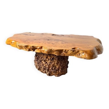 Table basse "forme libre" en orme massif