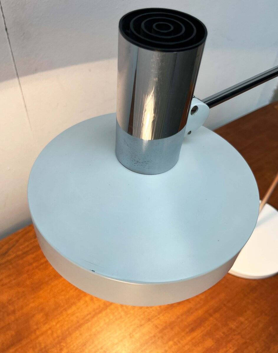 Mid-Century Modern German Minimalist White and Chrome Table Lamp from Kaiser Leuchten, 1960s