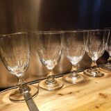 5 antique wine glasses with cut sides