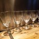 5 antique wine glasses with cut sides