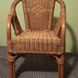 Rattan/wicker armchair for children - vintage 1970