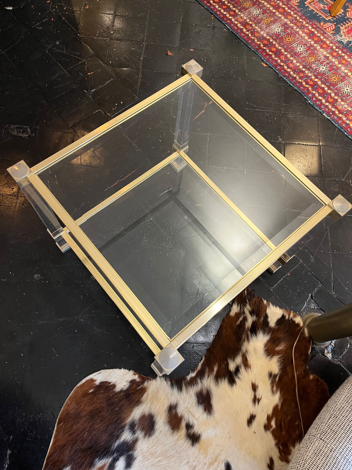 Bout de canape  plexiglas et verre 1960