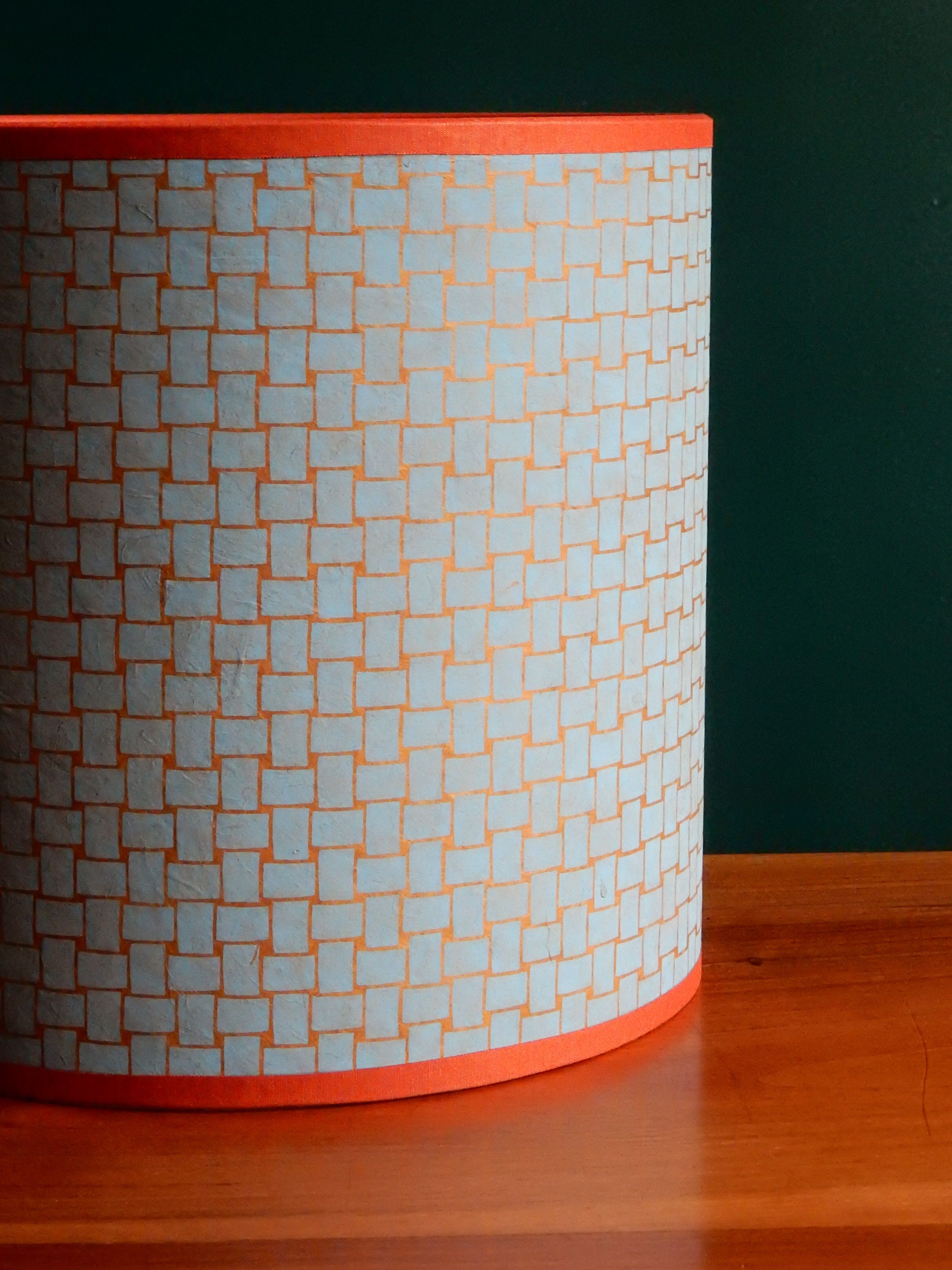 Nepalese blue and orange paper lampshade