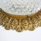 Brass and gold metal ceiling and diamond chiseled glass globe, double lights. Year 80