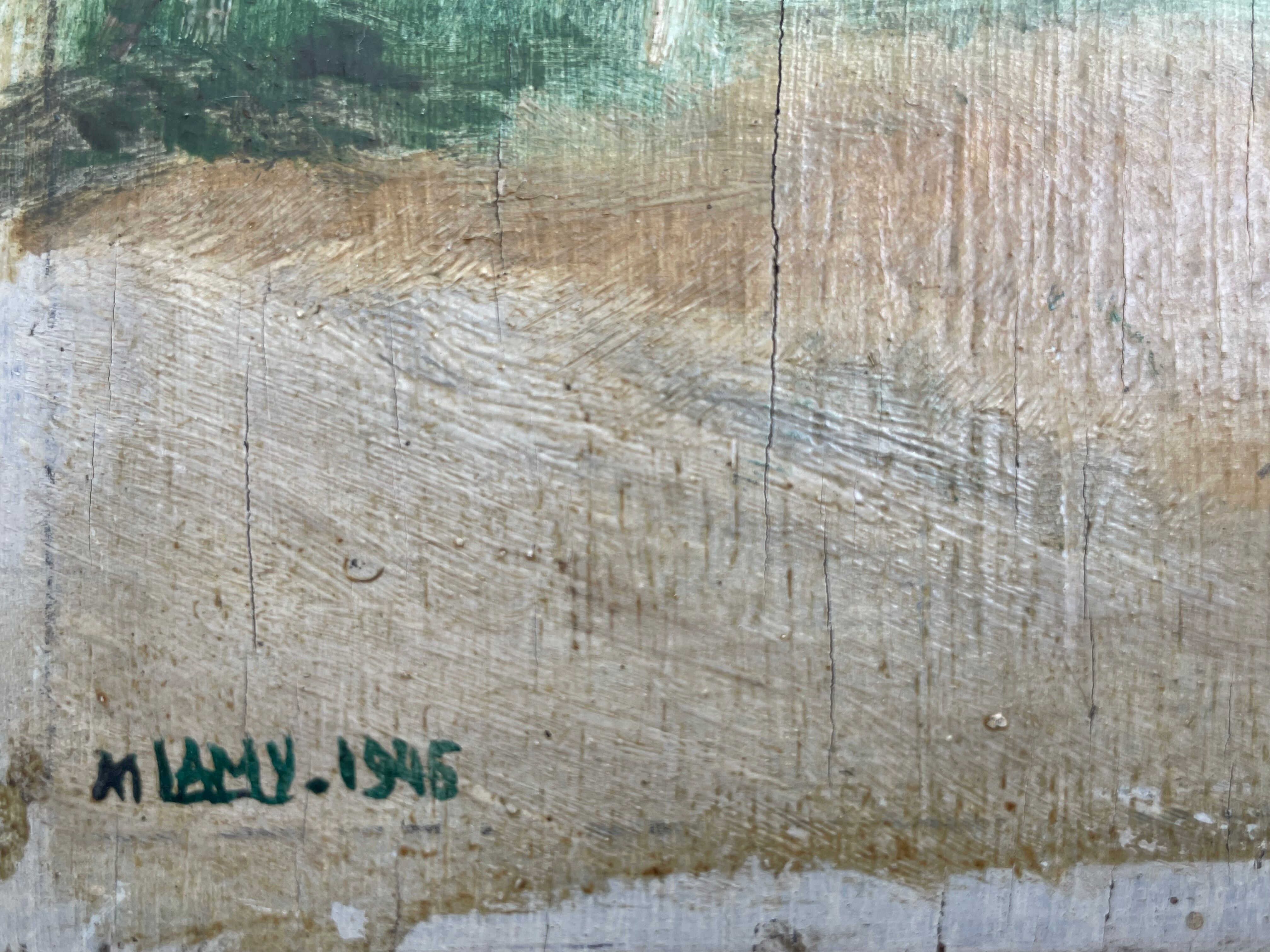 Painting old painting 1946 Lamy Vacances Haute Garonne