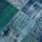 Oversized blue and green wool turkish carpets