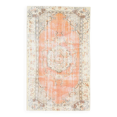 4x7 Peach & Beige Oriental Turkish Vintage Rug, 134x220Cm