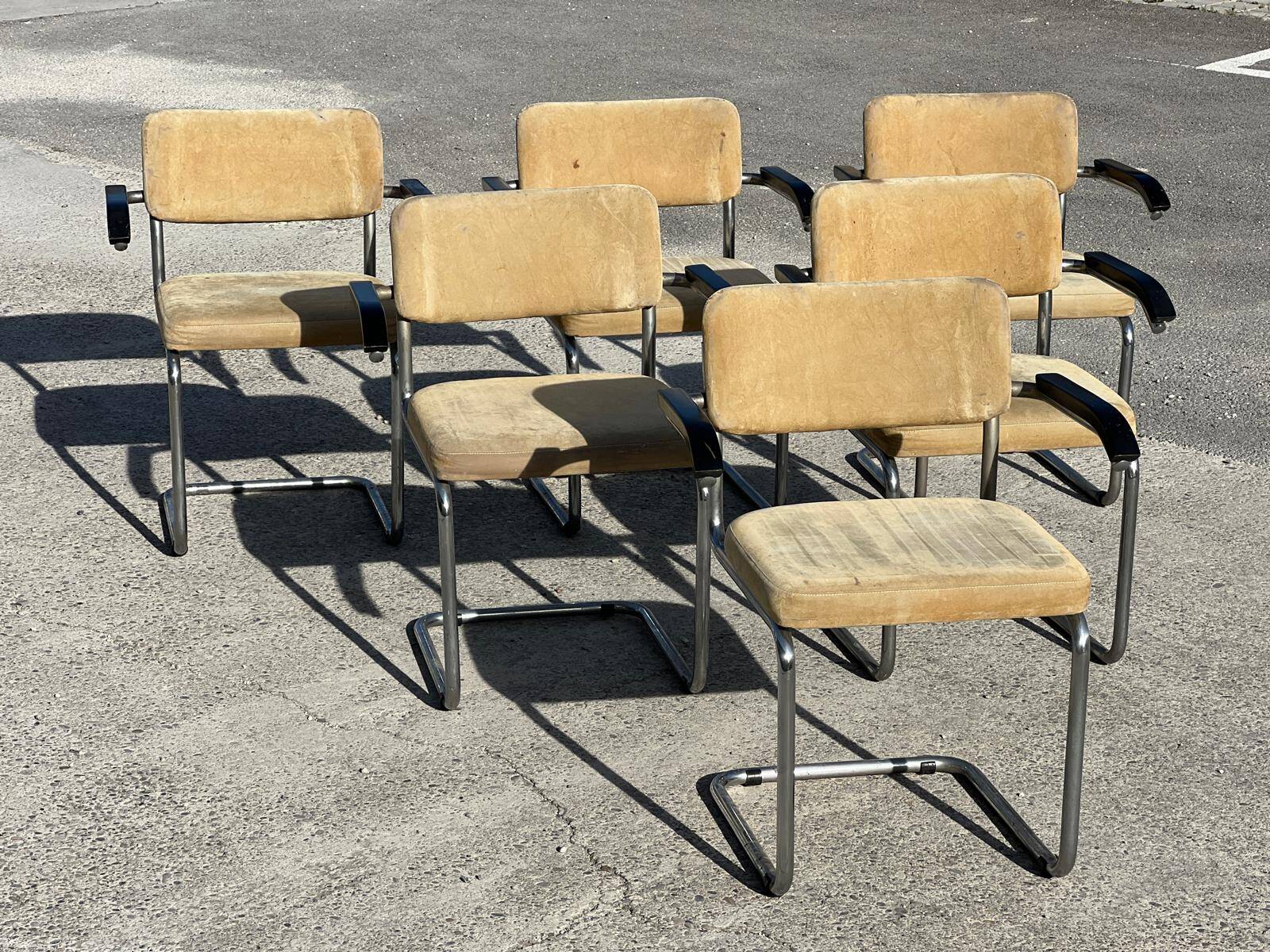 Set of 6 Marcel Breuer S64 armchairs for Thonet 1950