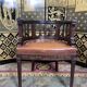 Louis XVI style office armchair in mahogany and leather