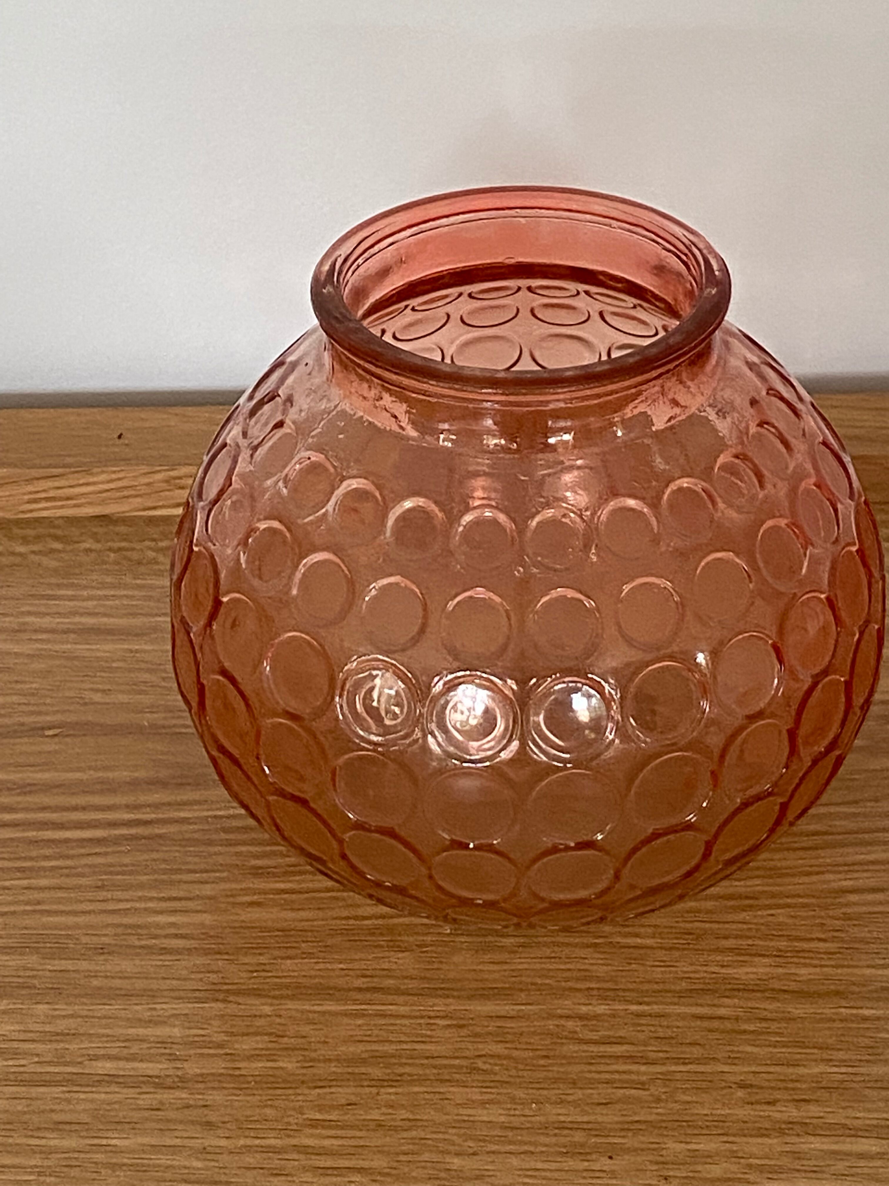 Pink round ball vase in glass