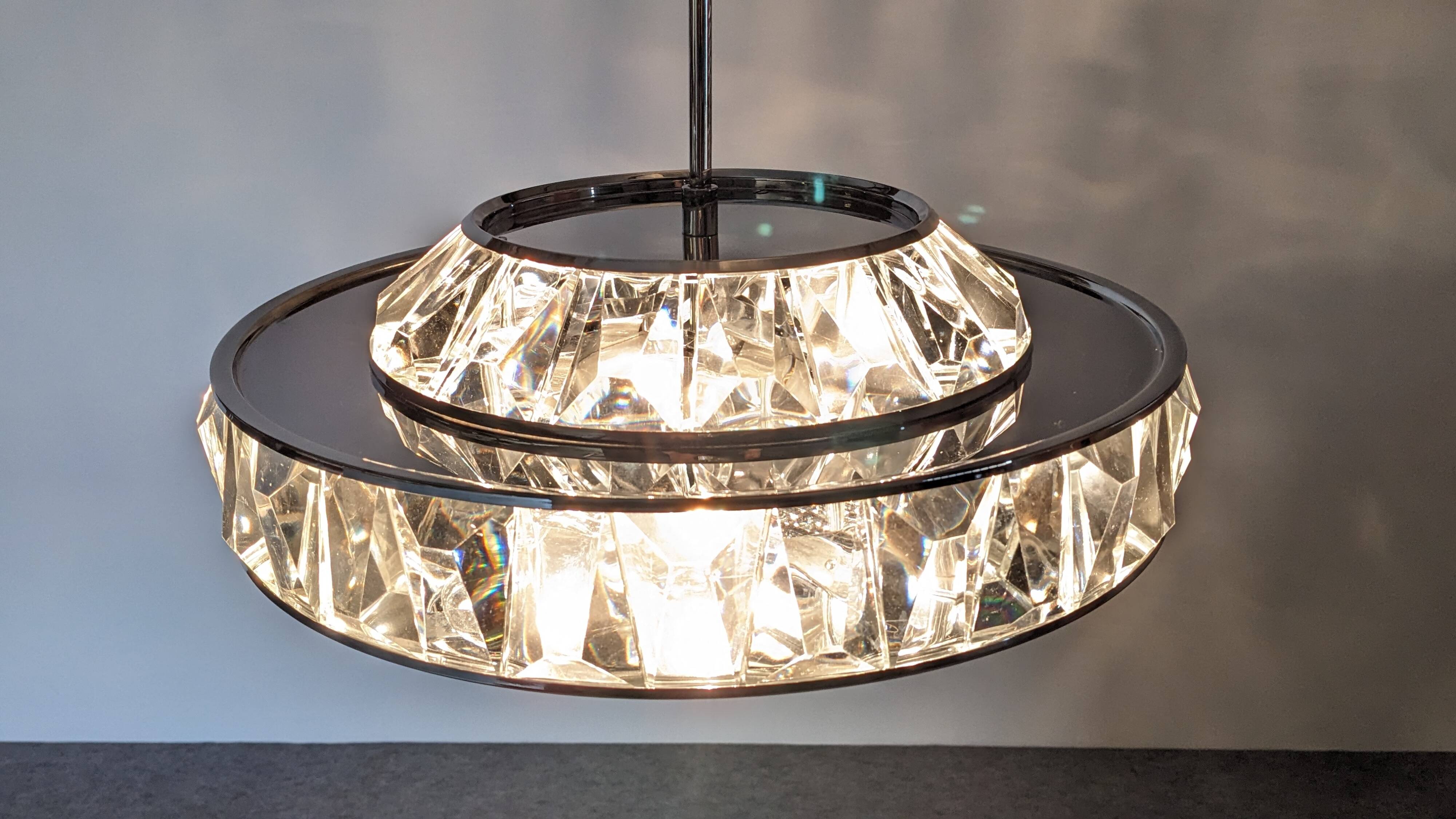 Lustre soucoupe en cristal par Kinkeldey, Autriche vers 1970