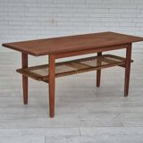 1970s, Scandinavian coffee table, original condition, teak wood, rattan.