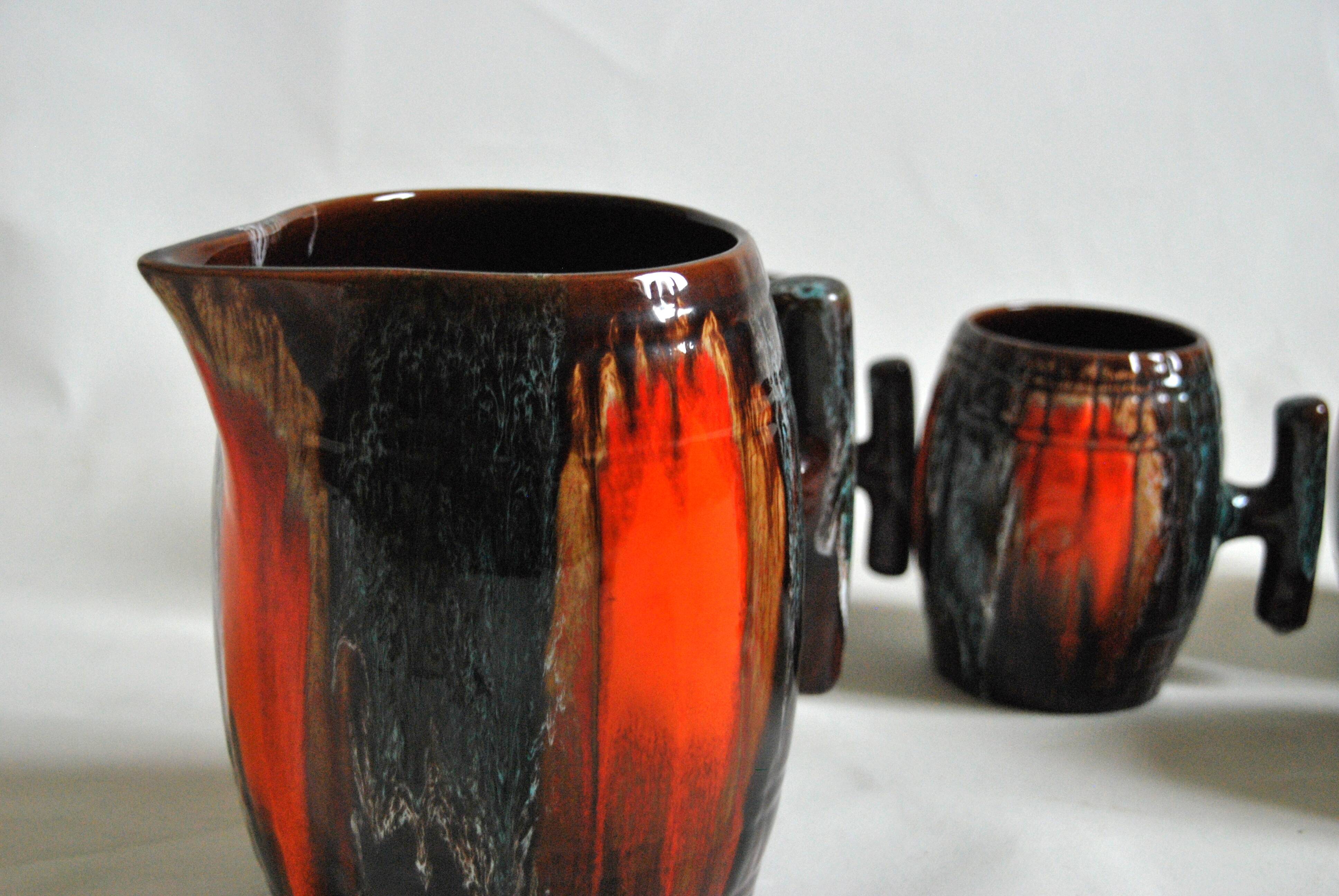 Ceramic orangeade service Vallauris 1950, vintage France