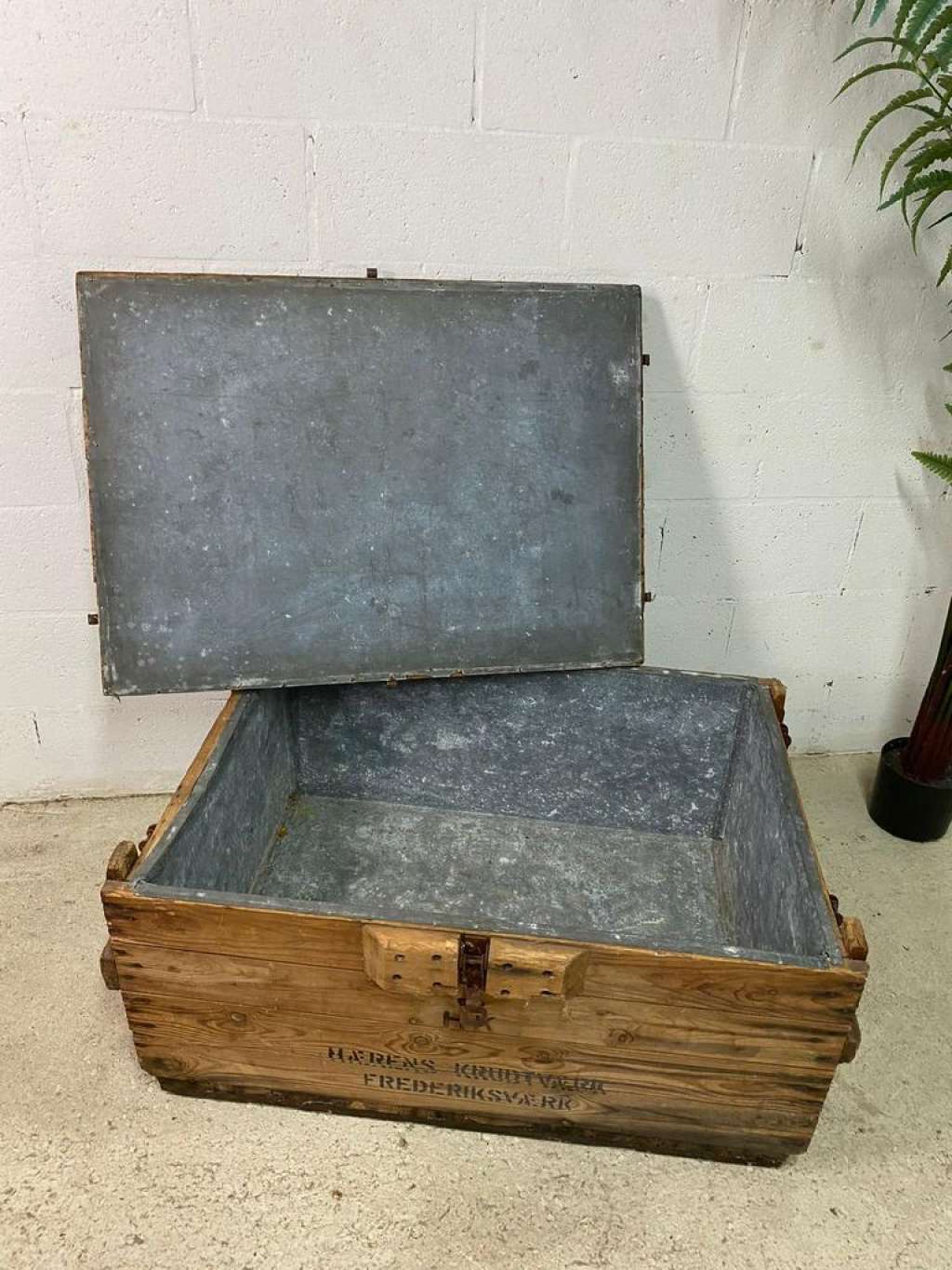 Vintage industrial wooden chest