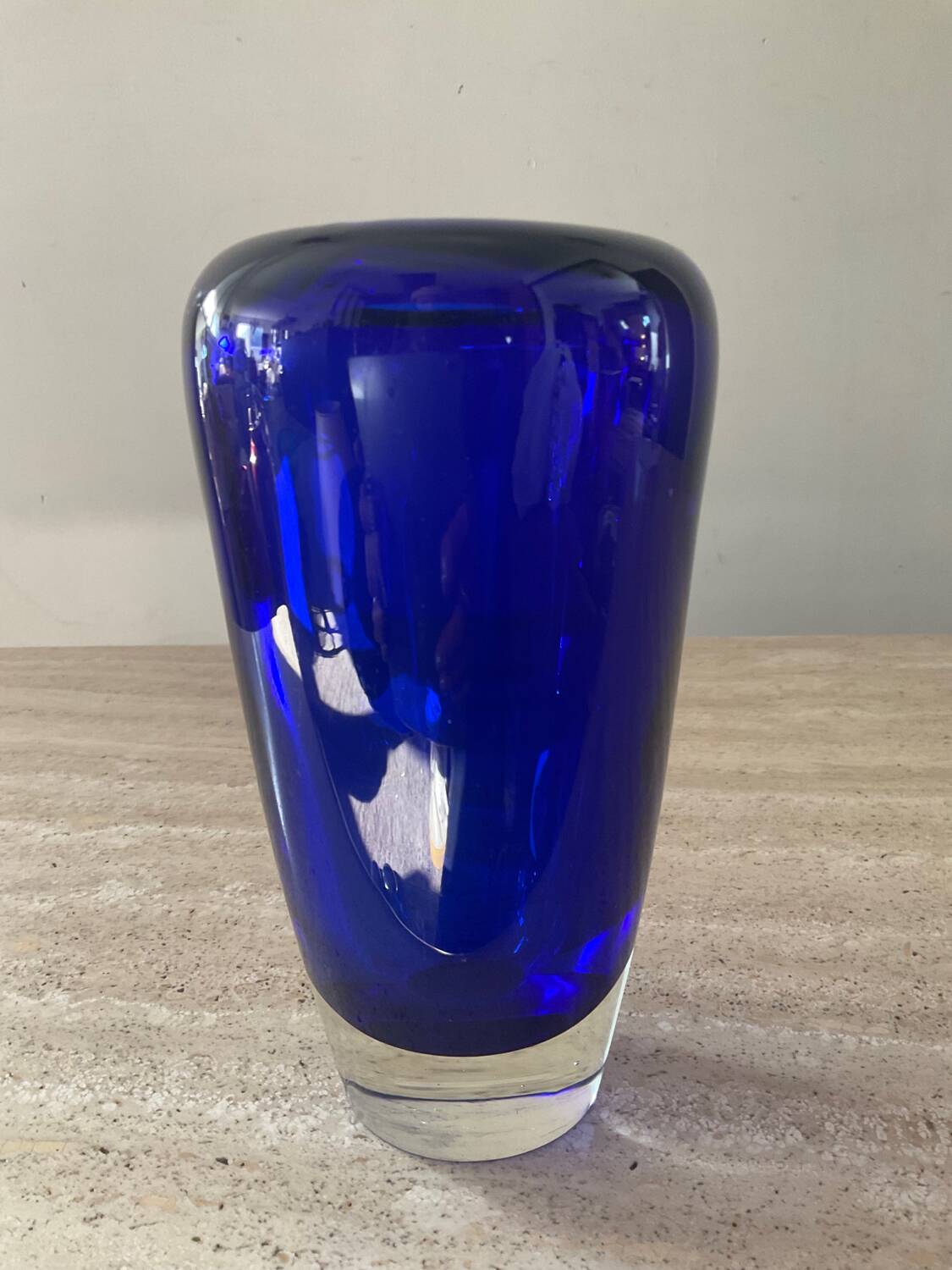 Vintage cobalt blue glass paste vase
