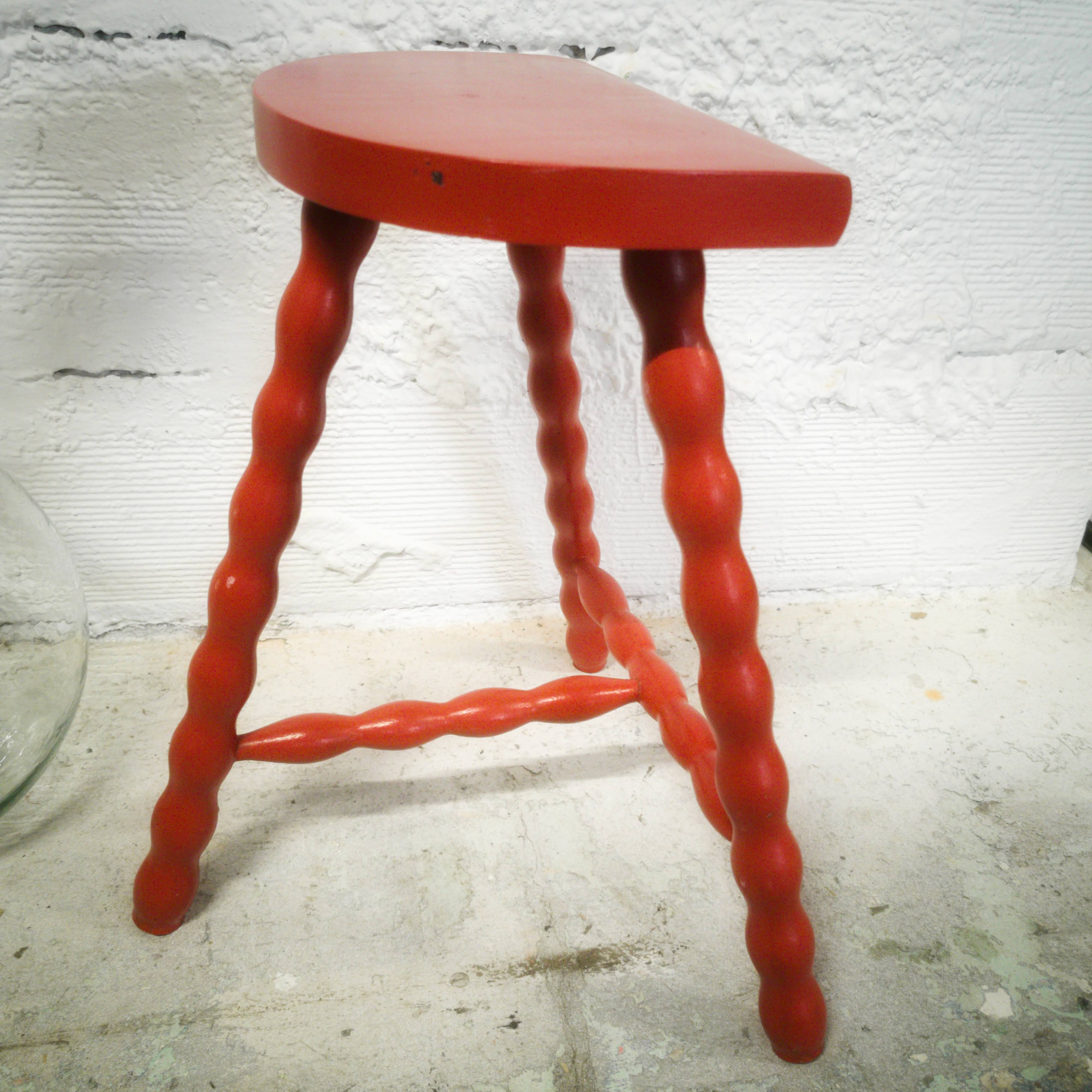Turned wooden tripod stool