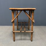 Bamboo side table with mirror top from France, 1940s