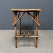 Bamboo side table with mirror top from France, 1940s