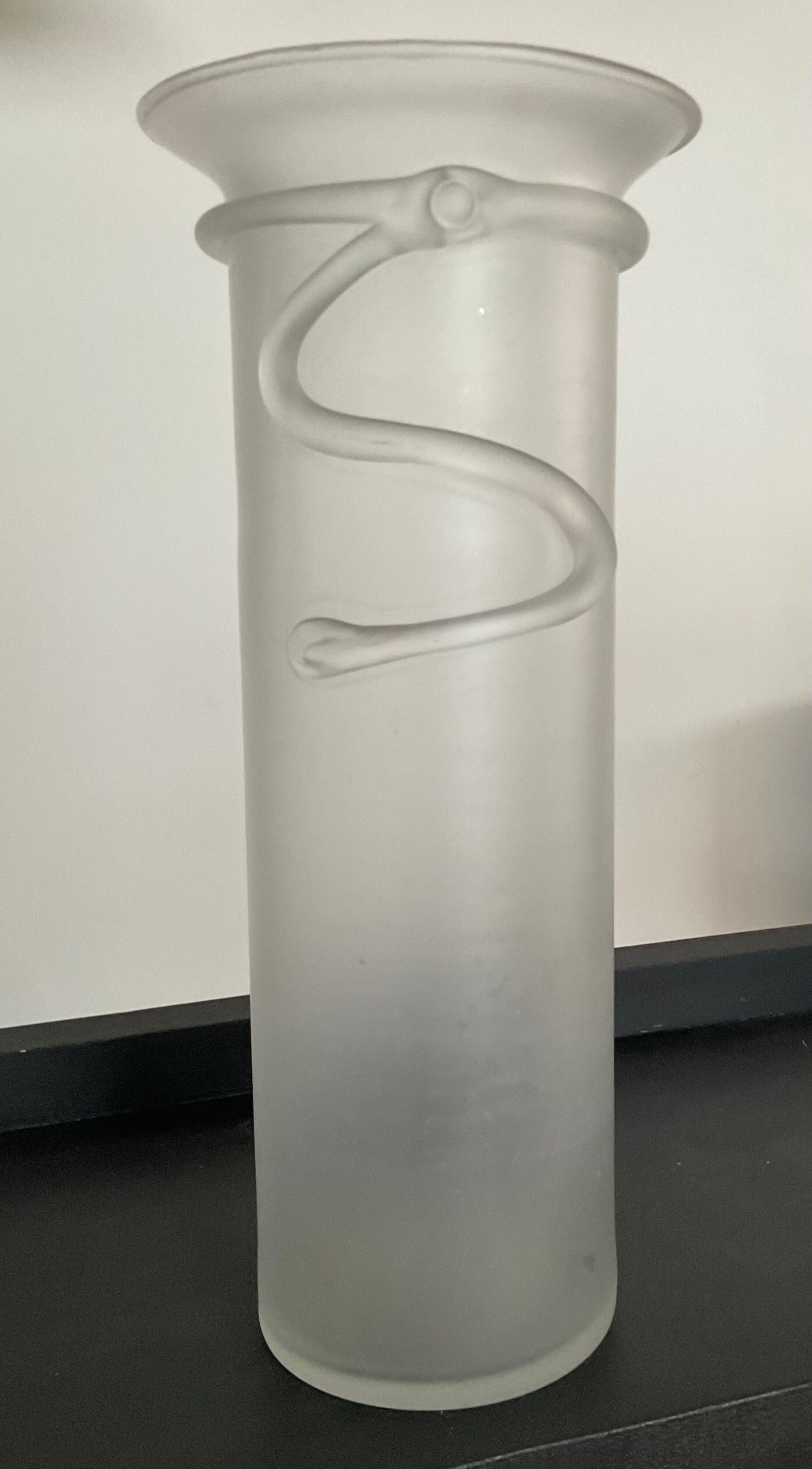 Vintage frosted glass vase 70s