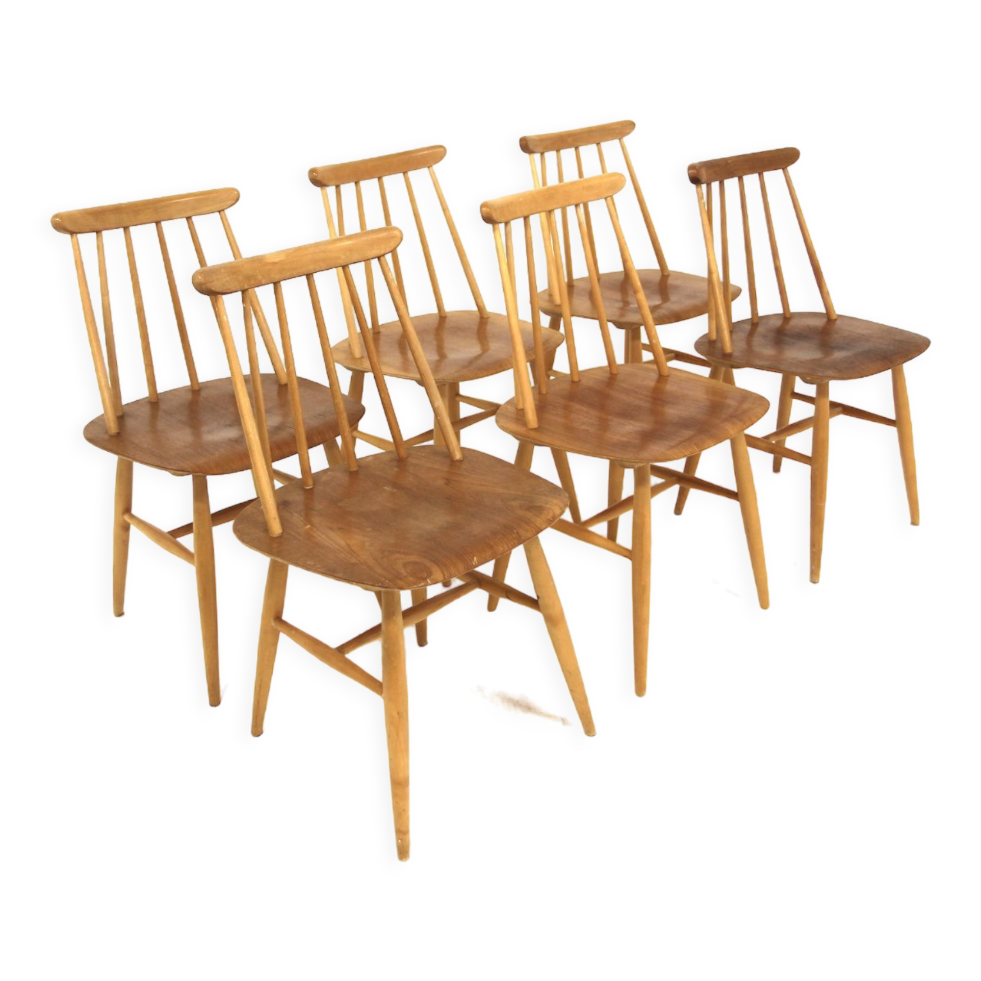 Set of 6 chairs "fanett" ilmari tapiovaara sweden 1960