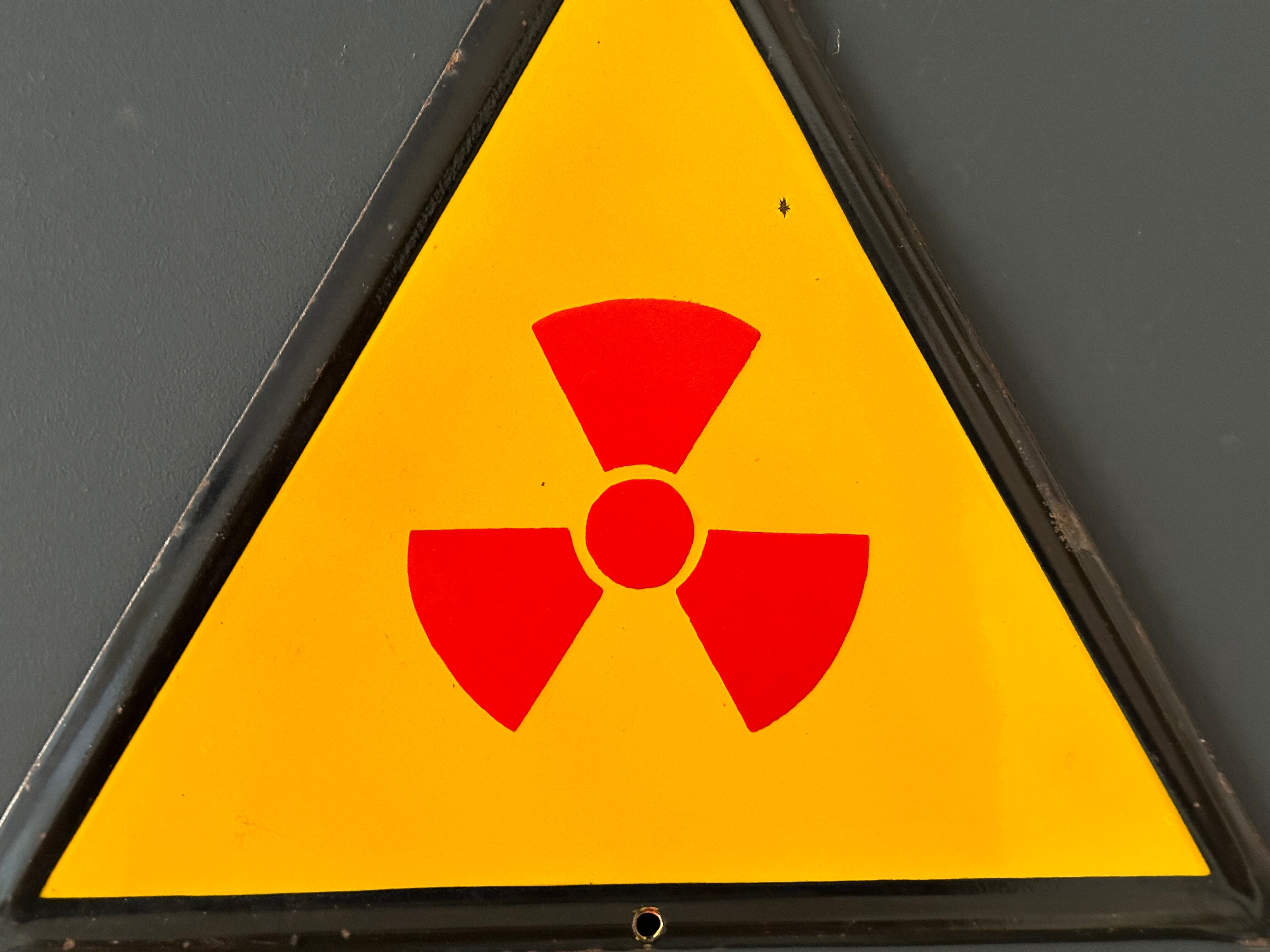 Radiation sign danger x ray warning sign european 1980's industrial big enamel