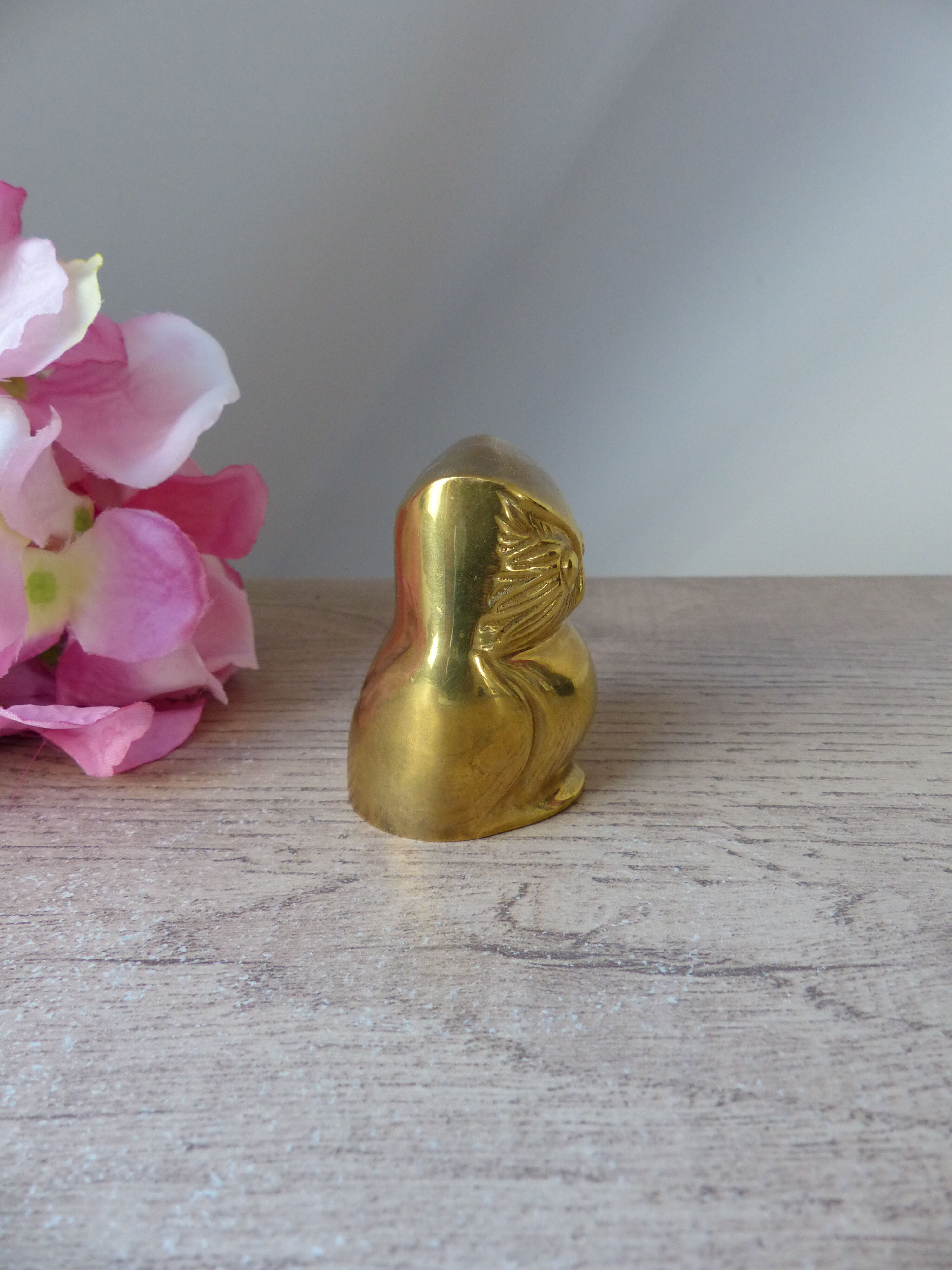 Figure Owl Hollow Brass Sculpture Vintage Collection