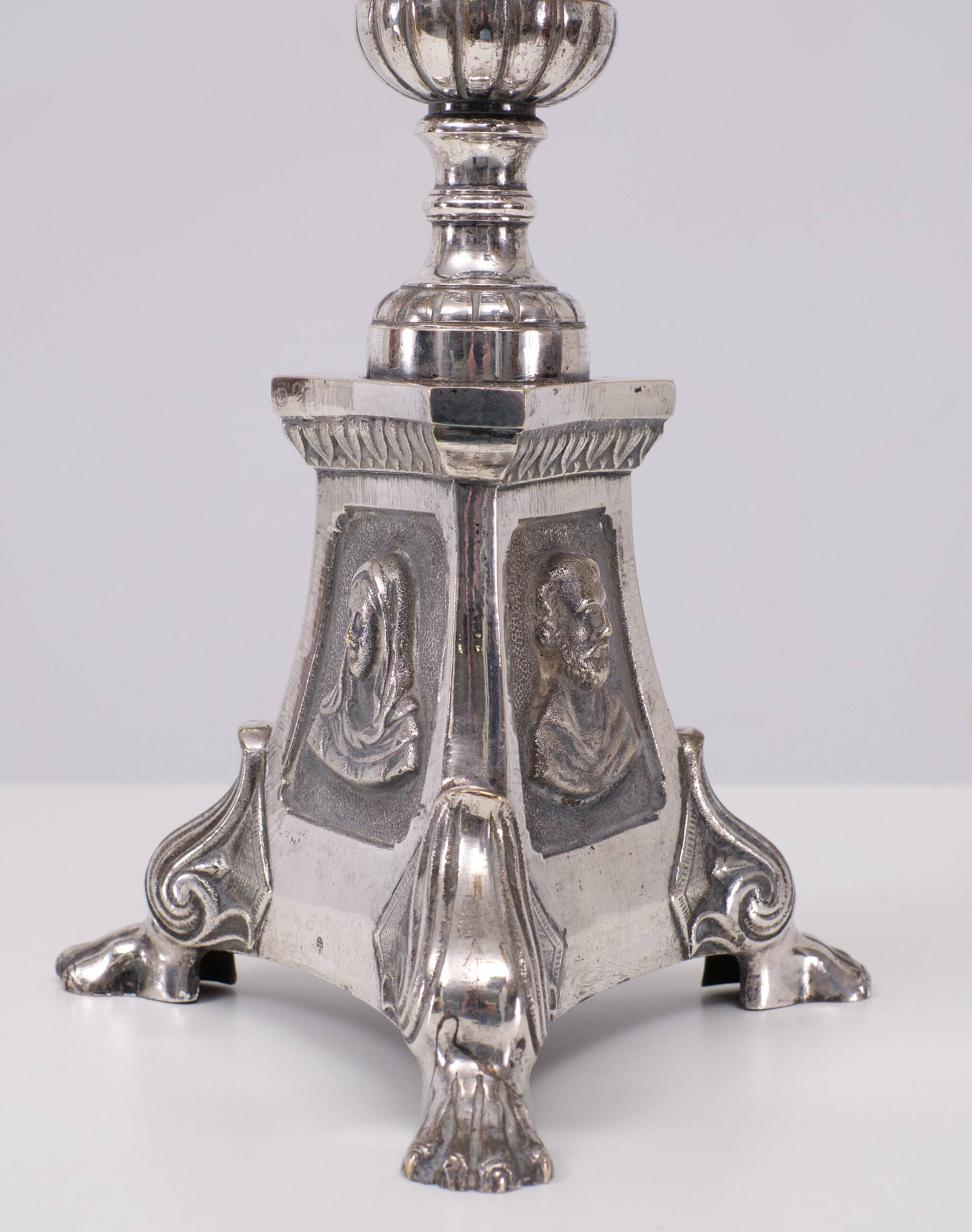 Antique Silver plated France church candle sticks 1850s