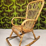Italian rocking chair 1960 bamboo and rattan