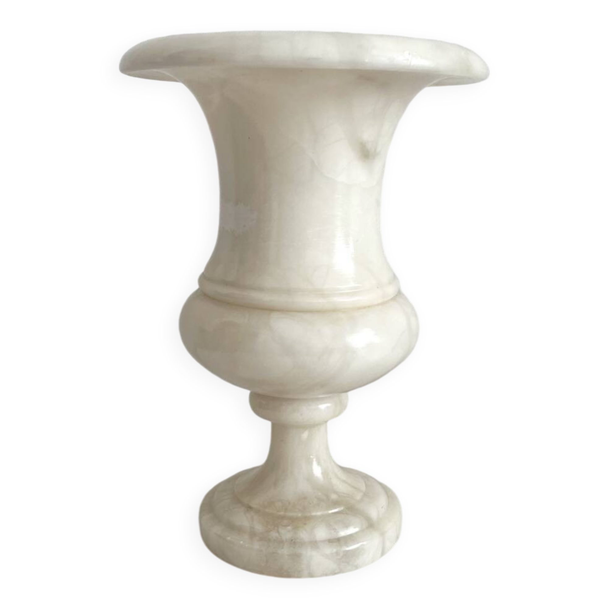 Vintage alabaster-style Medici vase table lamp in resin