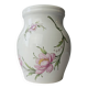 Vase blanc vintage en porcelaine Revol à fleurs roses