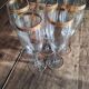 Set of 5 champagne flutes in crystal frieze and golden border