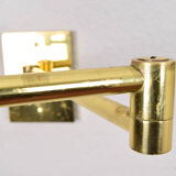 Two Mid-Century Modern Swing Arm Brass Sconces by George W Hansen for Metalarte