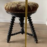 Antique Vintage Wooden Napoleon III Piano Stool