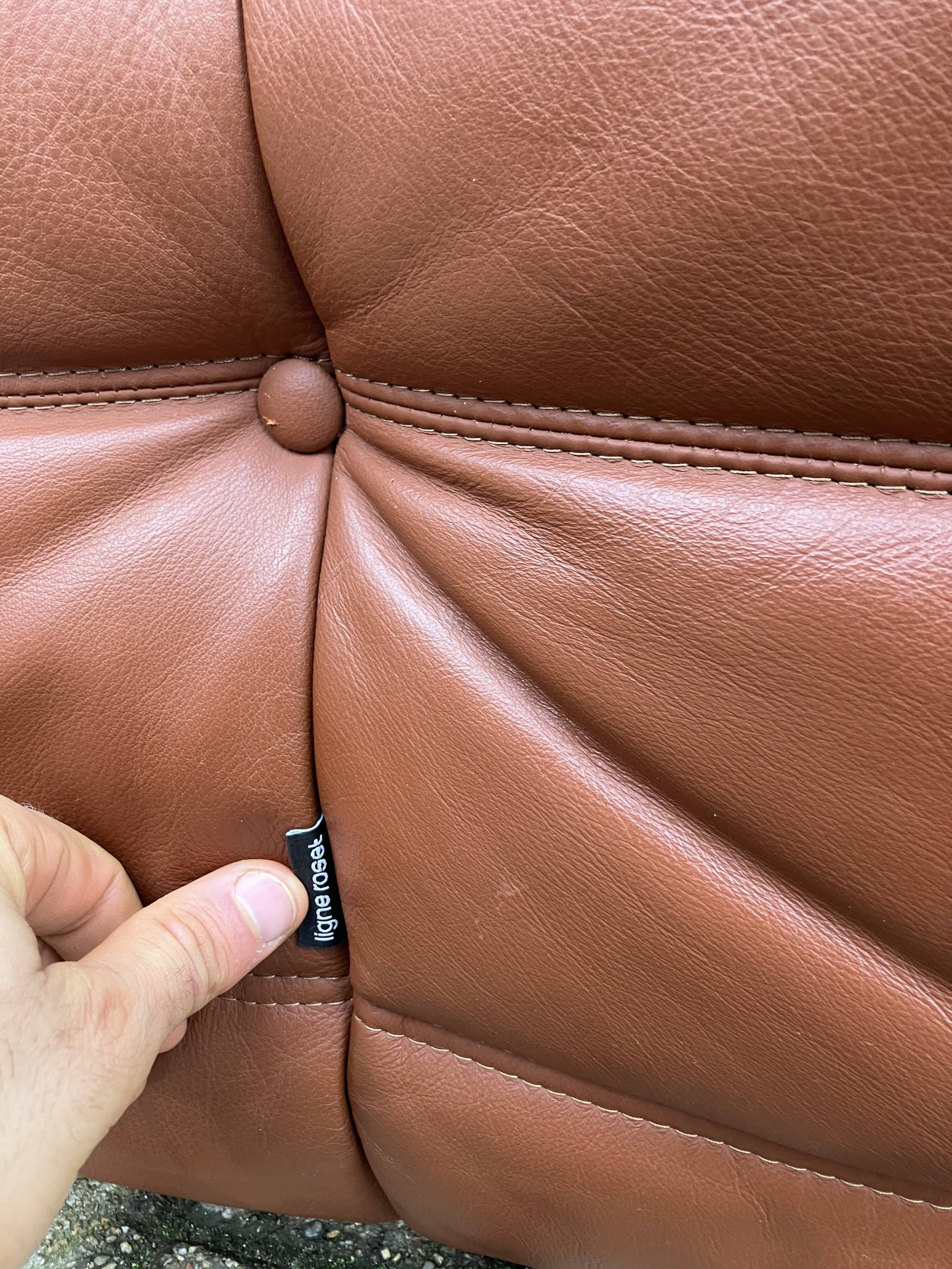 100% original vintage Cognac leather Togo Ligne Roset 2zit