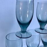 Set of 5 glasses with liqueur smoked glass design 70s