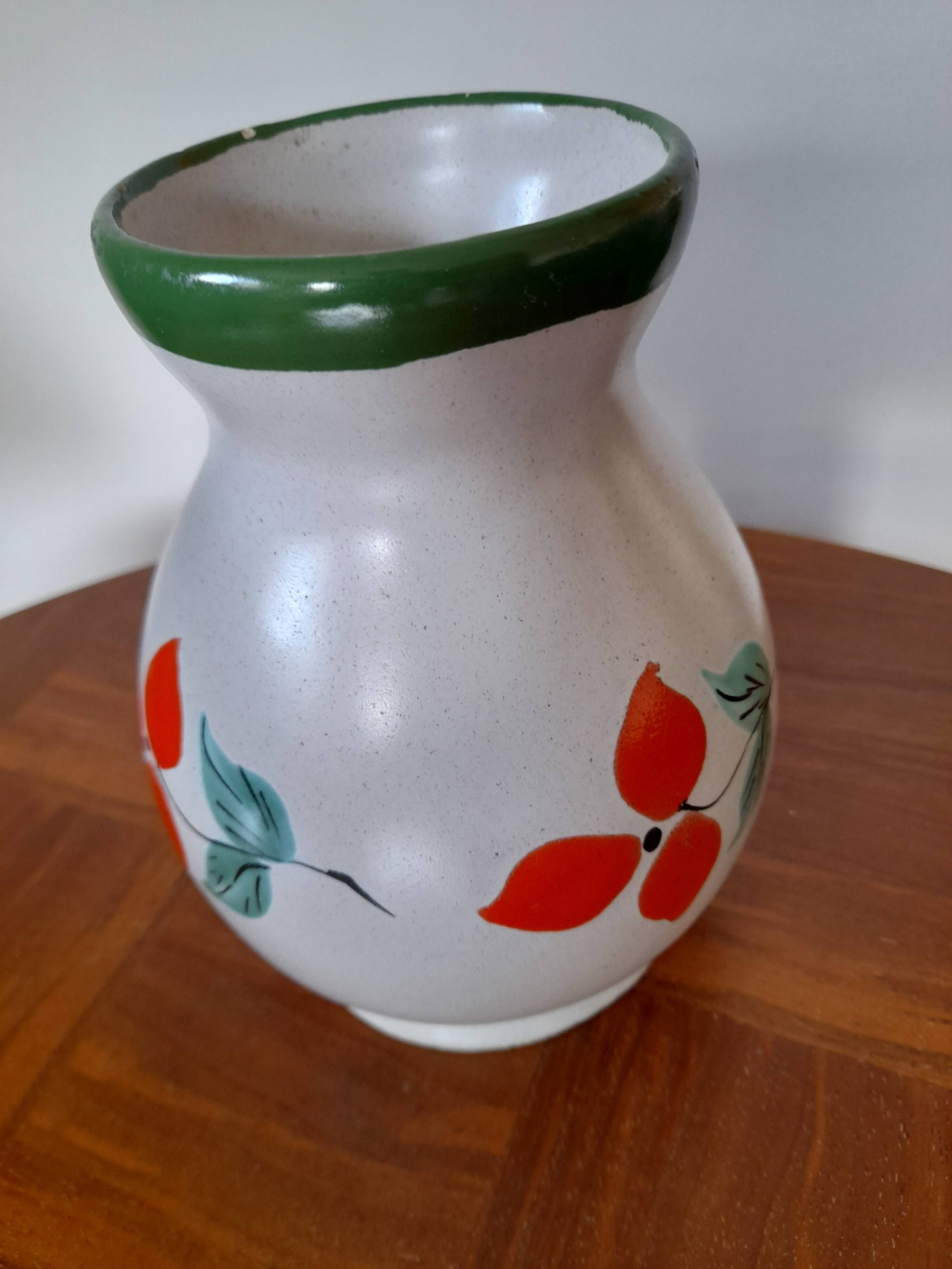 Vintage Poët Laval orange and green vase