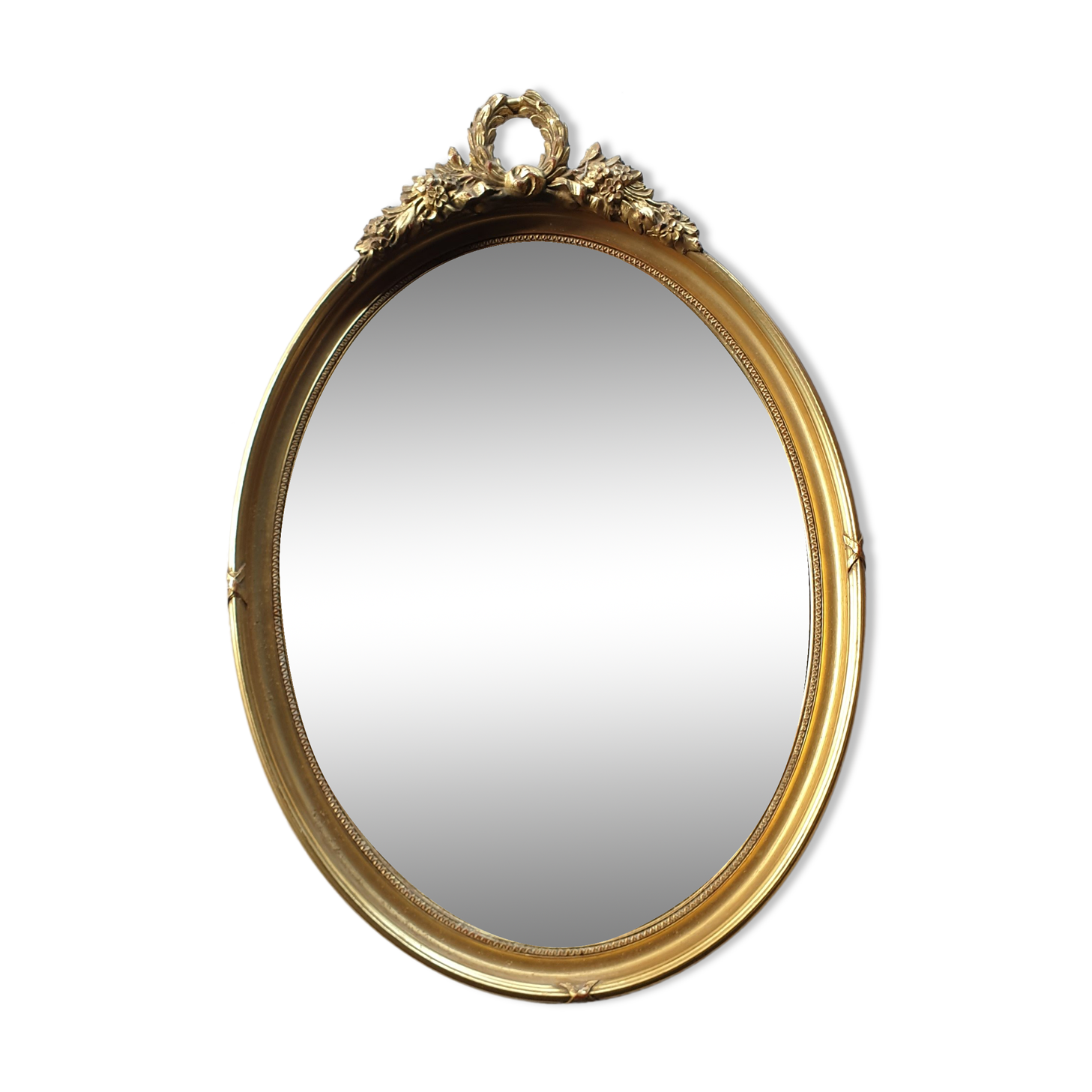 Golden oval mirror 34x50cm