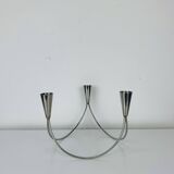 Vintage triple stainless steel candle holder