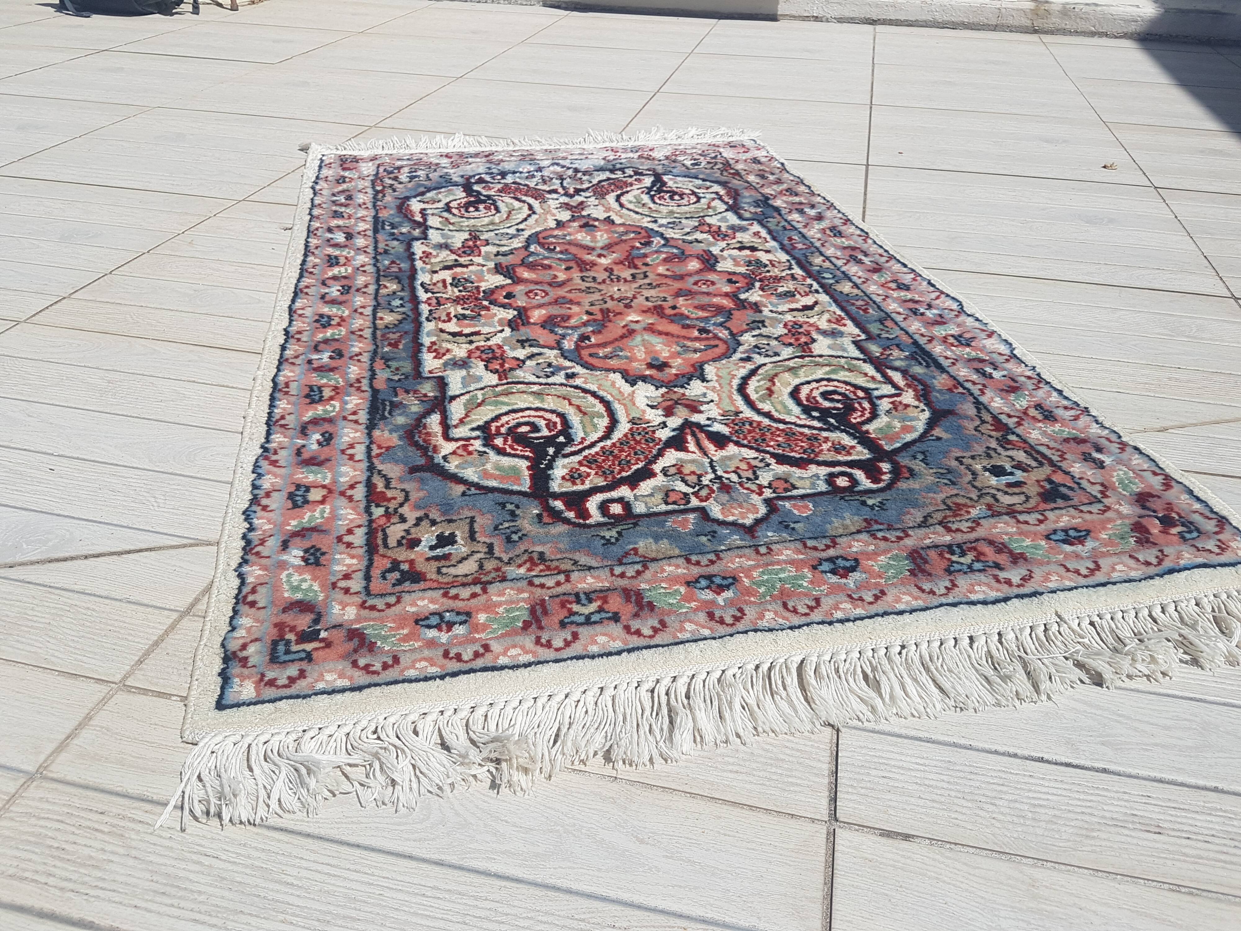 Iranian silk carpet handmade 76x131cm