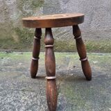Turned wooden tripod stool