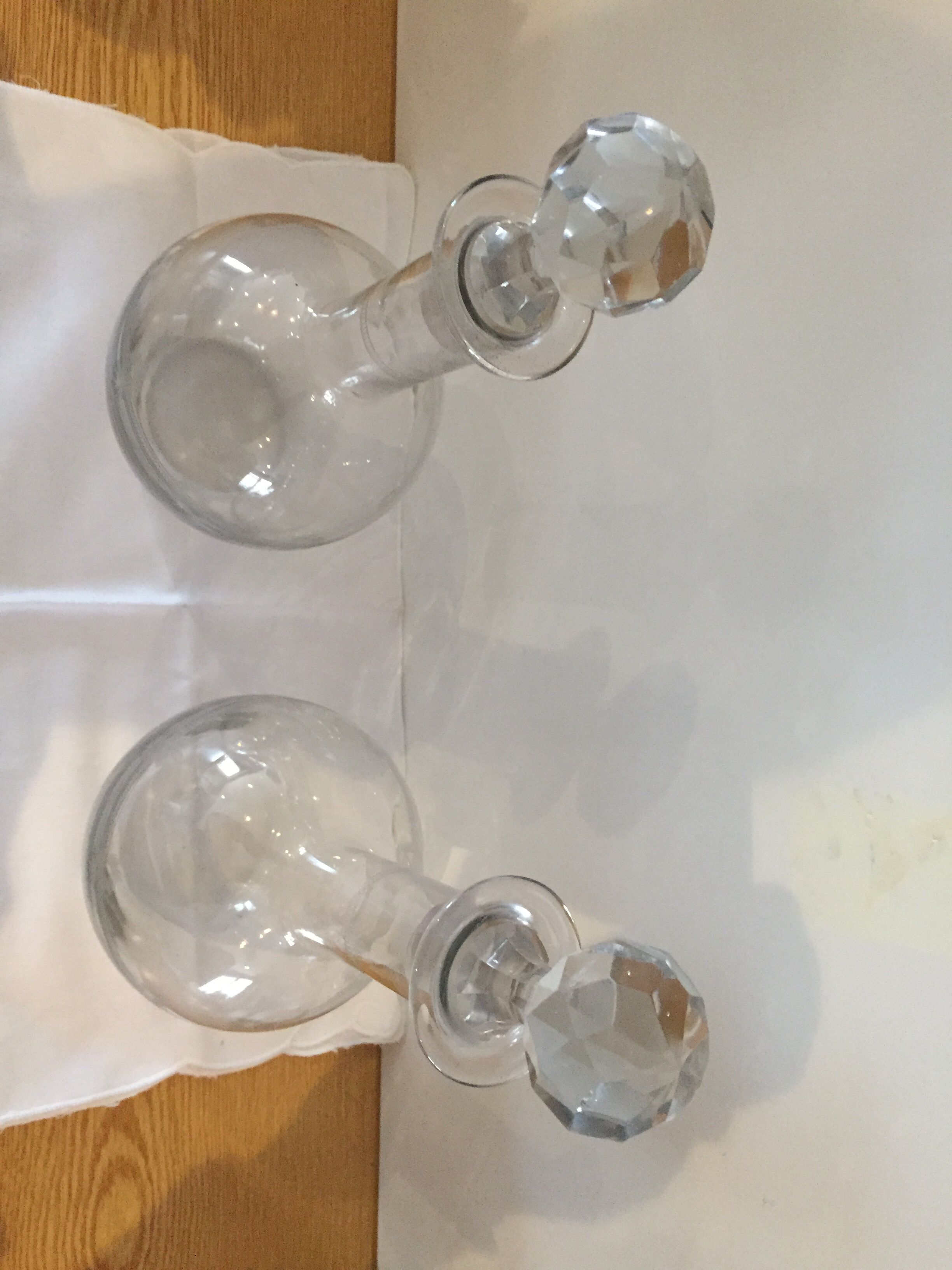 Two old liquor decanters