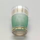 5 pretty multicolored frosted glasses with gold edges, vintage france 1950s