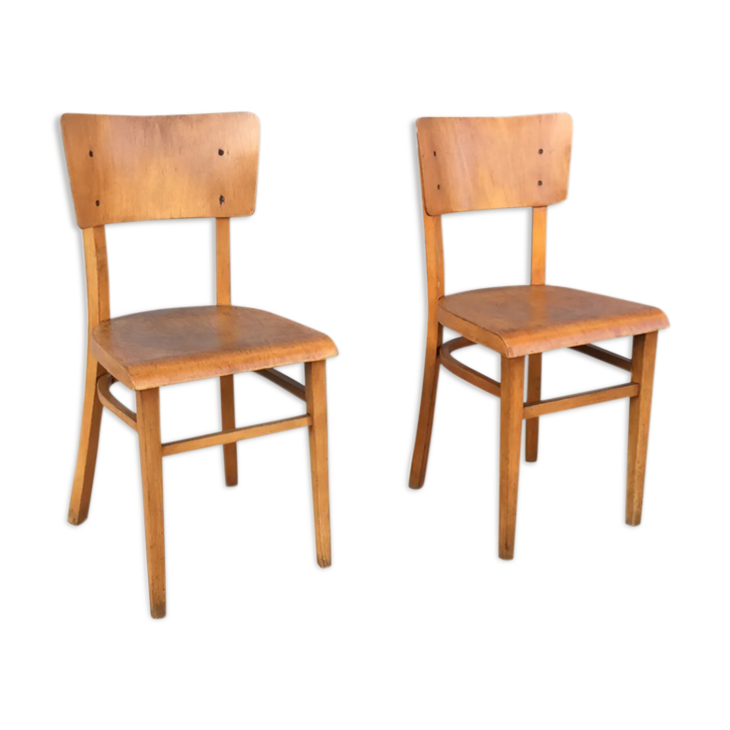 Lot of 2 vintage curved wooden thonet chairs