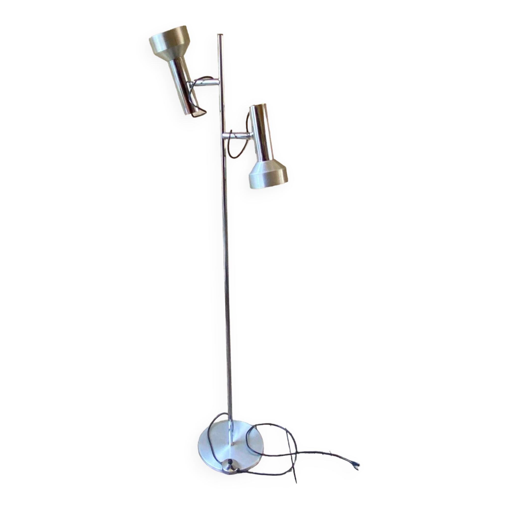 Lampe lampadaire liseuse Delmas vintage années 70 chrome & alu