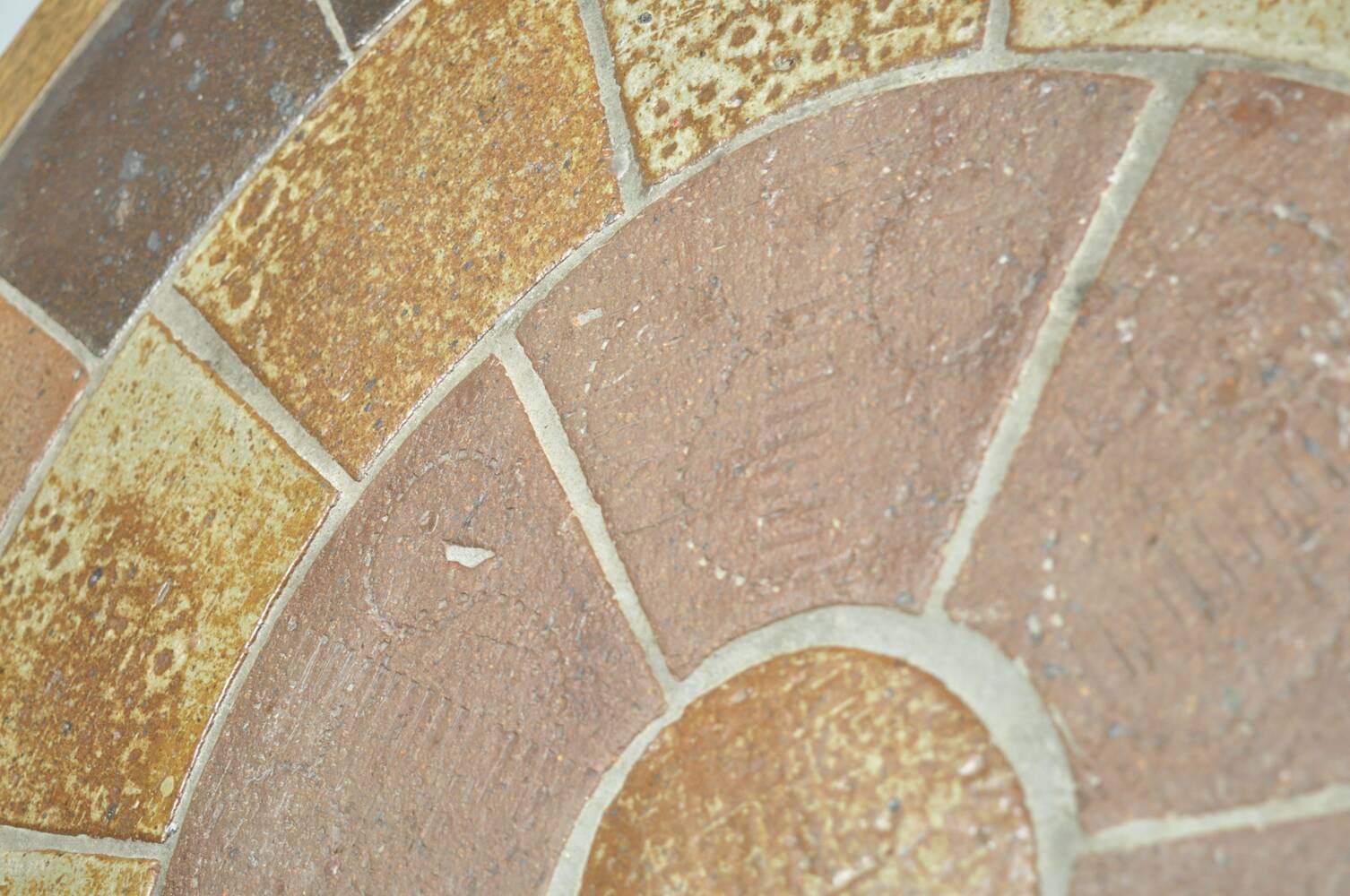 Vintage round coffee table with ceramic tiles by Danish artist TUE POULSEN,