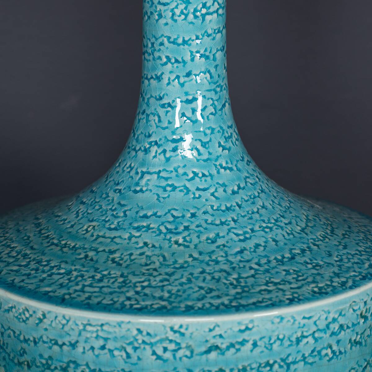 Paire de lampes de table en céramique bleue vintage française des années 1970