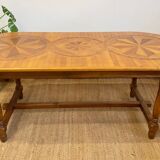 Large marquetry wooden dining table – Top with rosette decoration