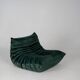 Togo set of armchair and pouf in dark mint velvet